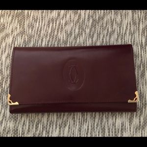 Vintage CARTIER Leather Trifold Wallet With ID Window